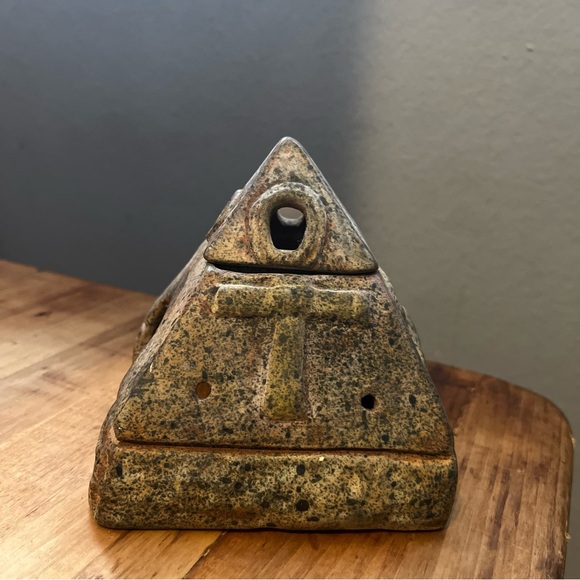 Rustic Stone Pyramid Incense Oil Burner & Candle Holder - Picture 2 of 6